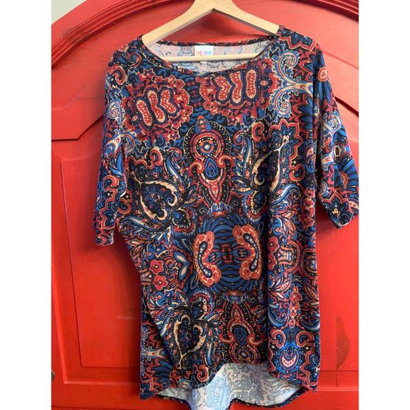 LulaRoe Small Worn One Time Floral Paisley 3/4 Sleeve Tee Shirt Blouse Tunic EUC - Picture 1 of 3